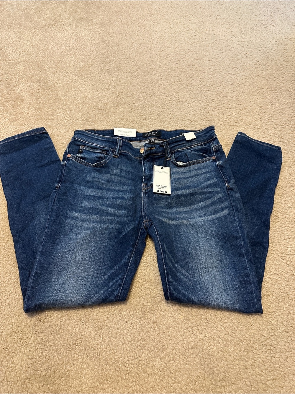 Judy Blue Dark Indigo Skinny Jeans with Faded Details